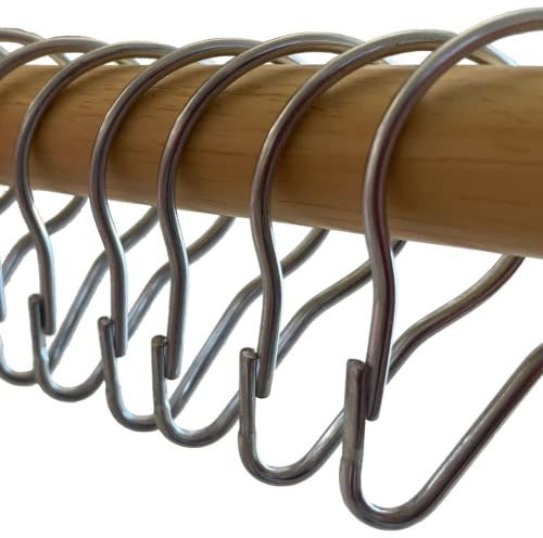 TENDAGGIMANIA Anelli Tenda Doccia In Acciaio Inox 10 Pezzi - Ganci Tende Con Scorrimento Fluido Apribili - Per Bastone Tenda Doccia Vasca- L.4 CM (Argento)