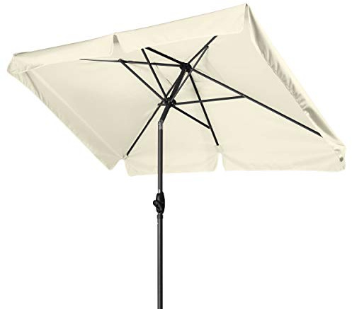 derby Basic Lift NEO 210x140 – Kurbel Sonnenschirm ideal für den Balkon – Höhenverstellbar – ca. 210x140 cm – Natur