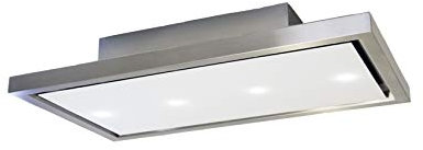Hotte de plafond Extra large 120cm, aspiration périphérique Verre blanc, LED, 800m3/h, 60/66db, classe A