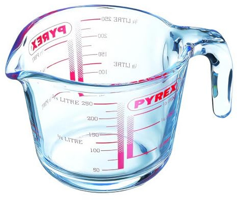 Pyrex Lot de 2 pichets gradués classiques en verre haute résistance à la chaleur Transparent 0,25 l