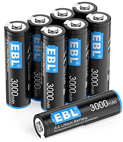 EBL AA Piles au Lithium 8 Pièces, Haute Capacité 1,5V Puisssant AA, Durée Prolongé pour Appareils Domestiques (Non Rechargeables)