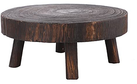 HLTER Mini-Holzhocker, Ständer, runder Blumenhocker aus Holz, Vintage, runde Holzmaserung, Garten, Blumentopfständer, Topfpflanzenregal für Innen- und Außenbereich, Gartendekoration