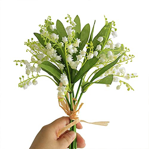 HAOSHICS 12 st konstgjord lilja i dalen, livliga silkesliljeblommor bukett, fuskblommor för hem bröllopsfest dekoration (vit)