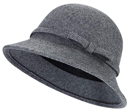 Filzhut Damen Wintermütze Warm Fischerhut Schleife Winterhut Weich Wollmütze Wollfilz Fedorahüte Elegant Damenhut Einfarbig Schirmmütze Filz Topfhut Wandern Glockehut Winter Filzmütze Outdoor