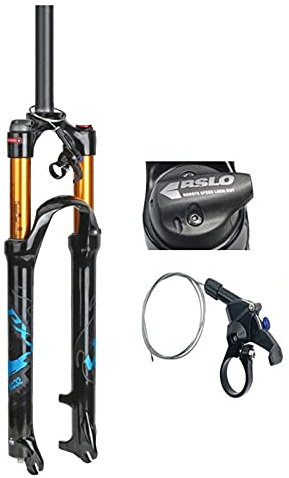 Gabeln Fahrradsuspension Gabeln 26 27,5 29 Zoll, Bergluftstoßdämpfer MTB XC. Gerade terleer 1-1/8 100mm Scheibenbremse QR Federgabel (Color : Blue, Size : 26INCH)
