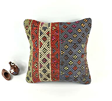 kelim kissen 40x40 cm handgefertigt kelim kissenbezug orientalische kissen kopfkissen viereckig dekorative bohemian kissenhülle dekokissen sofakissen zierkissen code A2512