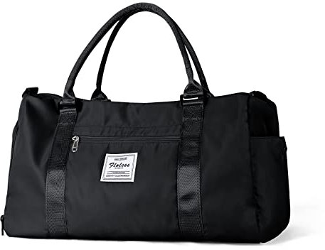 HYC00 Sport Duffel Bag Damen,Handgepäck 45x36x20 für Ryanair Cabin Bags Sporttasche mit Nassfach & Schuhfach Reisetasche Handgepäck Tasche für Easyjet Flugzeug Weekender Bag Schwimmtasche,Schwarz
