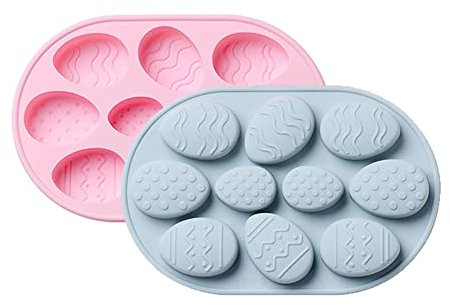 CANDeal Lot De 2 Ensembles De Moules en Silicone De Pâques, Moule à Gâteau en Silicone Antiadhésif en Forme D'?uf De Pâques Moule à Chocolat DIY Moules De Cuisson pour La Fête De Pâques