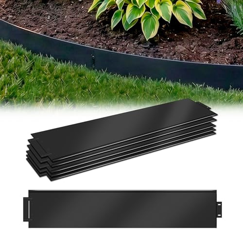 XMTECH Rasenkante Verzinkt Stahl Beeteinfassung 100x15cm 25 Stück Schwarz | Witterungsbeständig und rostgeschützt, flexibel formbar für Gartengestaltung und saubere Abgrenzungen im Außenbereich.