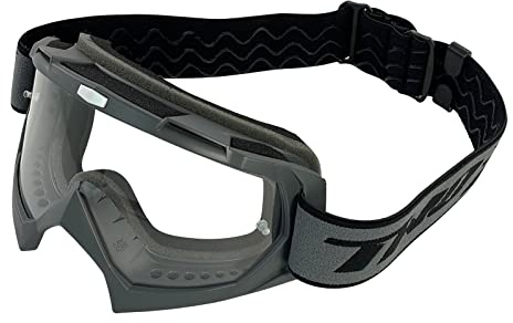 TWO-X Cross-Brille - Roll Off - MX Brille - Motocross-Brille mit Klarglas - Kratzfeste Motorrad-Brille - Enduro & Downhill - Modell Race - grau