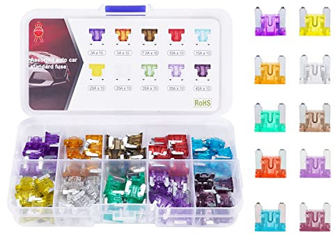 100PCS Micro Car Fuses - 3A 5A 7.5A 10A 15A 20A 25A 30A 35A 40A Car Automotive Micro Blade Fuses Assortment for Car/RV/Truck/Motorcycle