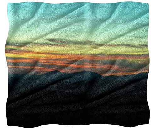 Fleece-Überwurfdecke, Berge, dramatischer Himmel, Sonnenuntergang, Hintergrund für Couch, Sofa oder Bett, gemütliche, weiche Decken