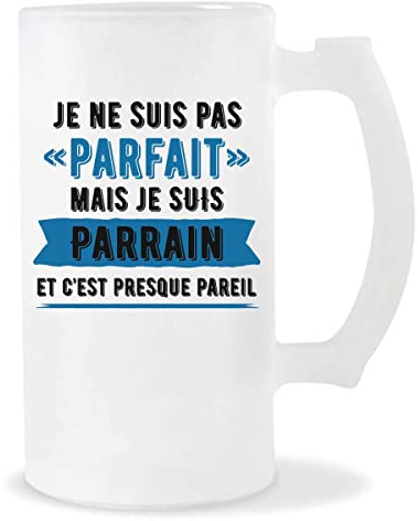 Planetee Chope de bière Parrain Parfait | Verre à Bière Pinte 50 cl Cadeau famille original et drôle