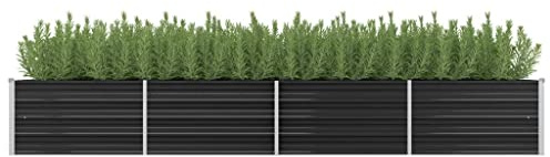 WIFESE Lit SuréLevé De Jardin Anthracite 320x80x45 Cm Acier Galvanisé Jardinieres Exterieur Jardiniere Bois Jardiniere Balcon Carré Potager Bacs ã Fleurs Rectangulaire