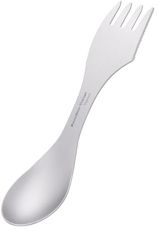 iBasingo Titan Glöffel Camping Besteck 3 in 1 Löffel Gabel Messer Multifunktions Spork Reiseutensil Ultraleicht Essbesteck Outdoor Picknick Göffel Reisebesteck mit Aufbewahrungstasche Ti1064T