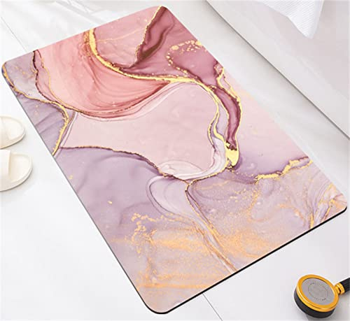 Badezimmerteppich, Badematte Rutschfest, 40x60cm Bad Teppich LäUfer, Duschmatte, Badteppich Badvorleger Rutschfest Waschbar, Antirutschmatte Dusche, Teppich Badezimmer, Bathroom Bath Mat, Rosa