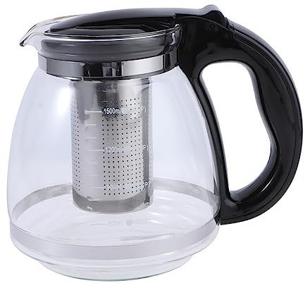 UPKOCH Glass Teapot with Infuser Borosilicate Tea Pot with Air Vent Lid and Comfortable Handle for Loose Leaf Tea Outdoors and Indoors