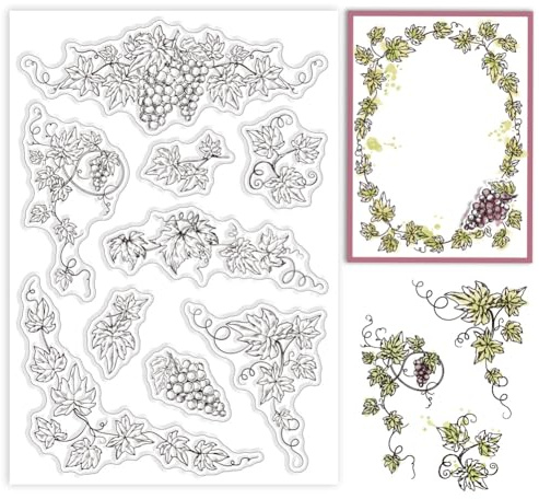 GLOBLELAND Weinreben Transparente Silikonstempel Pflanzen Klare Stamps BlätterSilikonstempel Für Kartengestaltung DIY Prägung Journaling