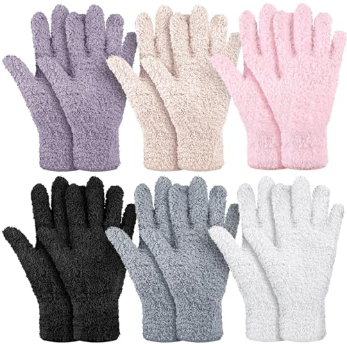 Bencailor 6 Pairs Microfiber Dusting Gloves, Dusting Cleaning Gloves Microfiber Gloves for Plants House Blinds Car Dust Mitt (Elegant Color,Medium)