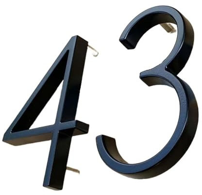 BUUV 125 mm Schwarze Hausnummern, Buchstaben, Außenadressenschild for den Hof, schwimmende Metall-Türnummern, Türschilder, Moderne Briefkastenschilder (Color : 1)