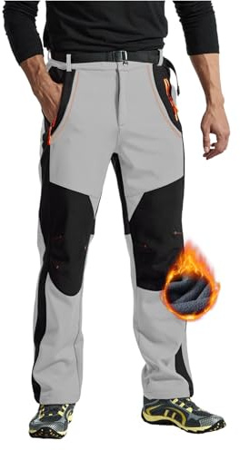 Rdruko Skihose Herren Wasserdicht Softshellhose Wanderhose Warm Thermohose | Gefüttert Winterhose Schneehose Outdoorhose Snowboardhose Winter Trekkinghose mit Gürtel für Skifahren Wandern Fahrrad