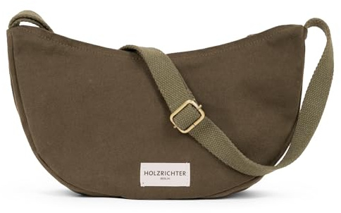 HOLZRICHTER Berlin Banana Bag No 4-1 (M) Khaki - stilvolle Crossbody Bag handgefertigt aus 100% Bio-Baumwolle