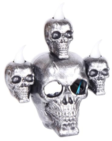 PRETYZOOM 4 Sätze Desktop-Nachtlampe Skelett- Kerzenlicht LED- Halloween Halloween schädel Horrorskelett führte Kerzenlicht -Partylampen Plastik Silver