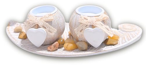 GOGOGREAT Holz Teelicht Kerzenhalter Set Weiß Teelicht Stumpenkerzenhalter mit Holztablett Blattform Dekoschale Kerzentablett