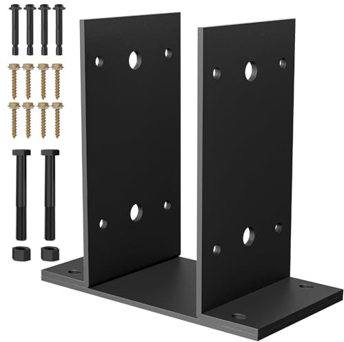 AOSTD 2PCS Adjustable 6x6 (Actual: 5.7 x 5.35-5.7) Heavy-Duty 10-Gauge Steel Post Base, Rust-Resistant Post Anchor Bracket for Decks, Fences, Mailboxes, Gazebos, Pavilions