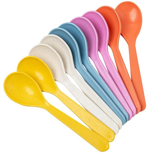Set di 10 Cucchiai Plastica Colorate Cucchiaio per Miele,Cucchiai da Dessert,Cucchiaini da Caffè Piccoli,Universali Riutilizzabili Cucchiaio Plastica per Marmellate,Yogurt
