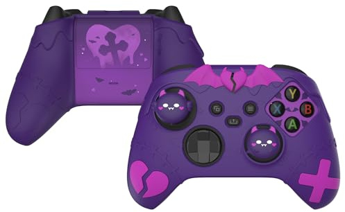 playvital Funda de Silicona para Xbox Series X/S Control | Goma Antideslizante, Cubierta para Mando, Tapas de Joystick Incluidas, Diseño Gótico, Violeta