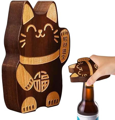 Poupangke Apribottiglie a forma di gatto apribottiglie in legno | apribottiglie manuale per animali - simpatico apribottiglie a forma di animale, per casa, bar, hotel, ecc