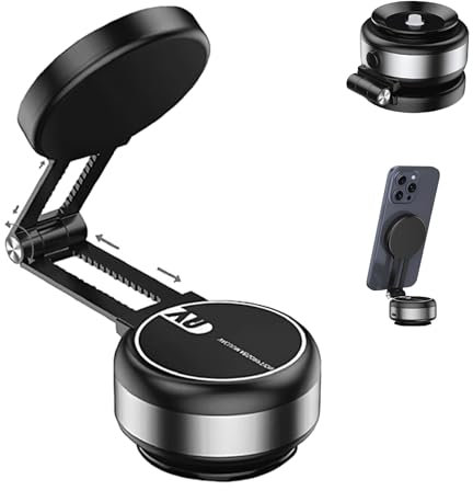 JOYYE Electric Vacuum Magnetic Phone Holder Mount,Adjustable and Foldable Magnetic Car Phone Holder for Smooth Surfaces,Compatible with Magsafe iPhone16/15/14/13/12, Silver