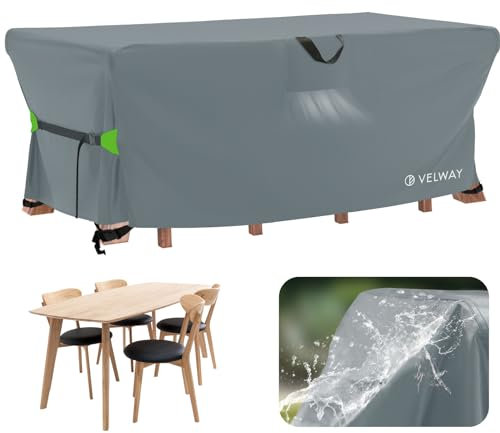 Velway Abdeckung Gartenmöbel Wasserdicht 170x95x74cm - Rechteckig Schutzhülle Winddicht Loungemöbel Abdeckung Abdeckhauben für Gartentische Sitzgruppe Terrassenmöbel - Grau