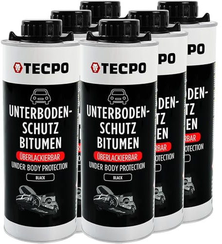 TECPO Protección para el suelo de betún, 6 litros, se puede pintar sobre negro, elástico permanente, en caja de aspiración, protección contra impactos de piedras, protección contra la corrosión,