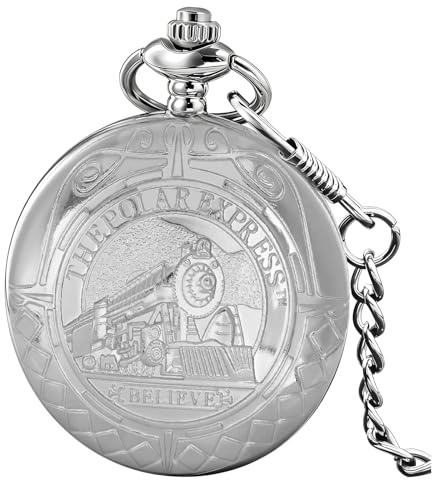 Tiong Train Pocket Watch Mens Quartz Pocket Watches with Chain Best Gifts for Men Women(36-Silver)