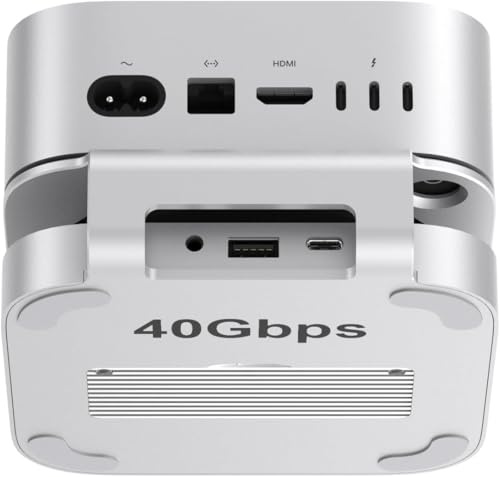 Qwiizlab Aluminium-Stand-Hub mit USB4 40 Gbit/s Thunderbolt SSD-Gehäuse für Mac mini M4/M4 Pro, 3 USB-A 2.0, unterstützt M.2 NVMe PCIe SSD bis zu 8 TB (Silber)