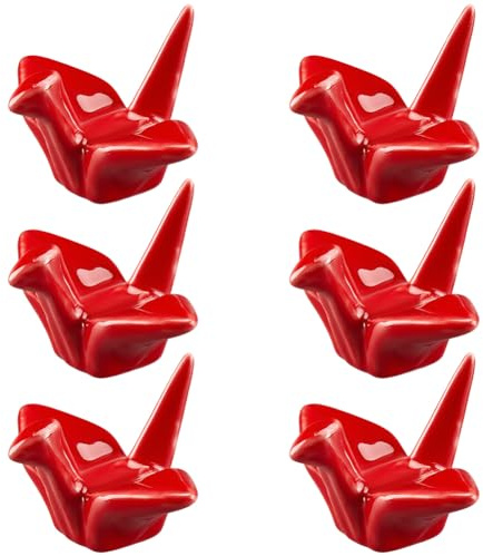 CRASPIRE 6 Soporte Cerámica para Palillos Chinos Soporte Rojo para Palillos Grulla Papel Caligrafía Cubiertos Utensilios Decoración Mesas Comedor Bodas Cucharas Vajilla