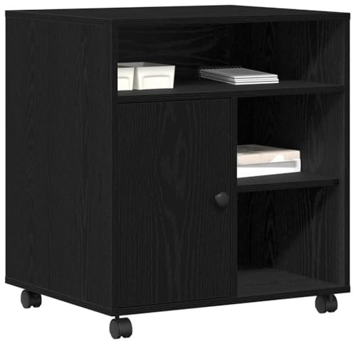 vidaXL Supporto per Stampante Rovere Nero 60 x 50 x 67 cm, Supporto per Ufficio Compatto, Stazione Moderna per Stampante, Soluzione Funzionale, arredo Neutro