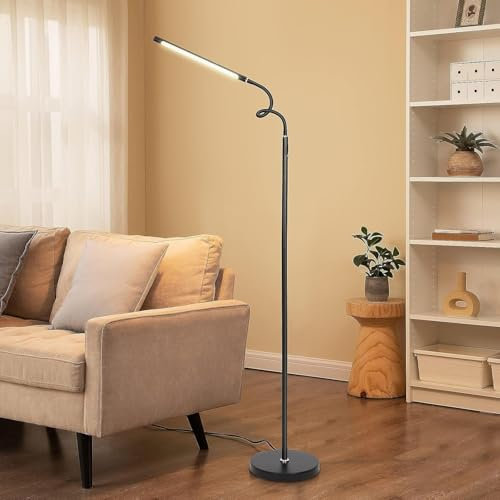 JF HOME BLISS LED Floor Lamp – Touch Control Dimmable Standing Lamp with 3 Color Modes, 10 Brightness Levels, Flexible Gooseneck Reading Light for Living Room, Bedroom & Office Energy Class A