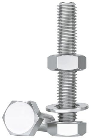 Drenky Bulloni e Dadi M10, 10 Pezzi Bullone Esagonale E Dadi M10 X 50 mm Set Di Viti Acciaio Inox A2 V2A Viti Testa Piatta Con Dado e Rondella, DIN933 / DIN934 / DIN125