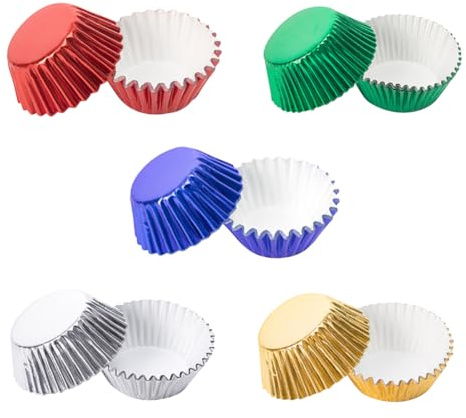 Lot de 500 mini caissettes en papier métallique pour muffins colorés et sulfurisés - Pour muffins de Noël, chocolats, truffes et bonbons