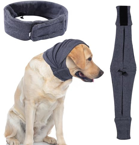 Dog Snood, Dog Ear Defenders, Dogs Ear Muffs for Fireworks (Large, Grey)