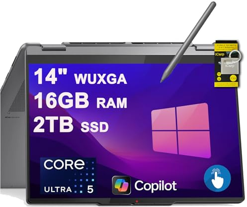 Lenovo Yoga 7 2-in-1 Laptop 14 WUXGA OLED Touch (600nits HDR) Intel 8-core Ultra 5 226V Up to 40 Tops (>Ryzen 5 AI 340) 16GB RAM 2TB SSD Pen for Creator Business Professional Win11 ICP Hub Copilot