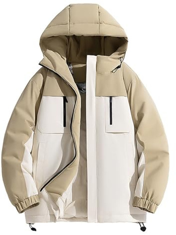 Vhersily Giacca da Sci Montagna Impermeabile Parka da Neve Calda Imbottita Invernale Cappotto da Sci con Cappuccio Invernali Antivento Giubbotto da Viaggio Donna con Tasche Leggera Trapuntata