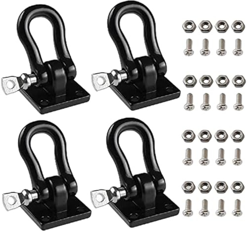 Porgeel 2 Set 1/10 Scale RC Accessories, Metal Trailer Hooks RC Car Accessories with Screw & Nut, Easy to Use DIY Crawler for Car Lovers