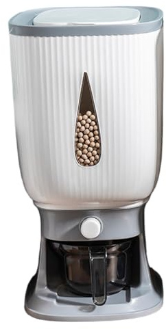 Dispensador de arroz de 10 kg, recipiente de almacenamiento de arroz de plástico sellado y a prueba de humedad con taza medidora, dispensador de cereales visible para despensa de cocina de maíz y soj