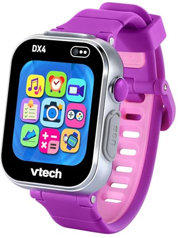 VTech - KidiZoom Smartwatch DX4, Color Frambuesa | Cámara dual para fotos y selfies, Juegos, Podómetro, Pantalla vertical a color, Reproductor de música, Versión ESP