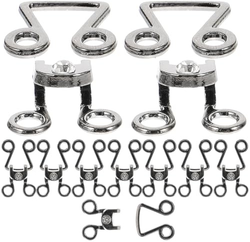 CALLARON Lot de 10 Crochets de Fermeture à Œillet en Métal Couleur Gunmetal, Accessoires de Couture Compacts et Résistants pour Vêtements, pour Robes, Jupes et Pantalons, Fourniture