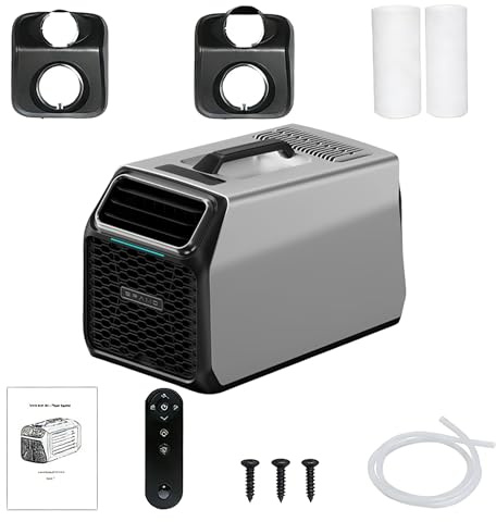 Nuevo aire acondicionado portátil camping para tienda con deshumidificador, modo sueño y temporizador, refrigeración real alternativa al enfriador de aire, ideal para caravana y exterior Gray